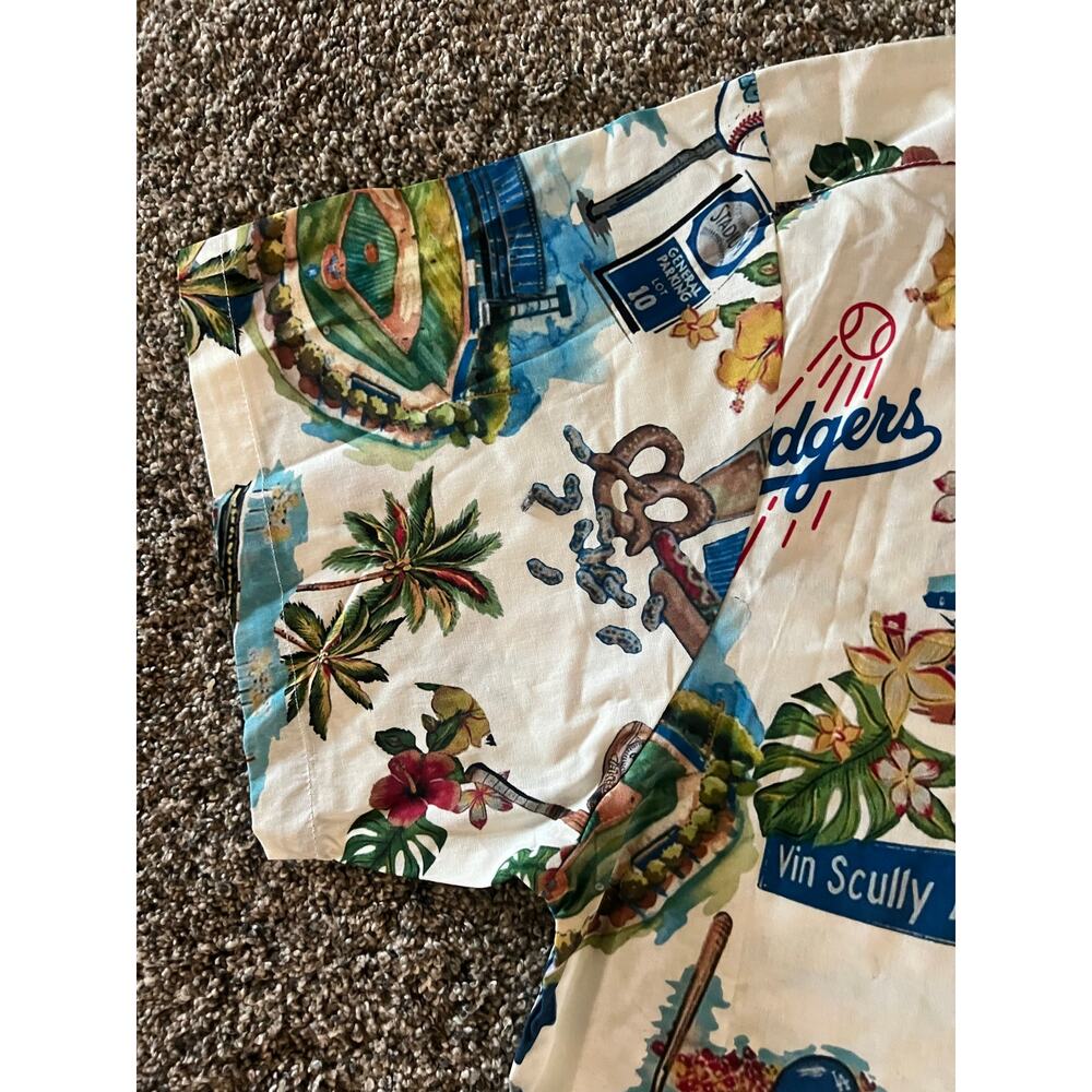 Reyn Spoomer 2XL Hawaiian Button Up MLB LA Dodger White Shirt (NWOT) - Picture 9 of 10